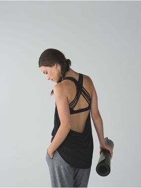 Lululemon Black Strappy Open-Back Tank Top